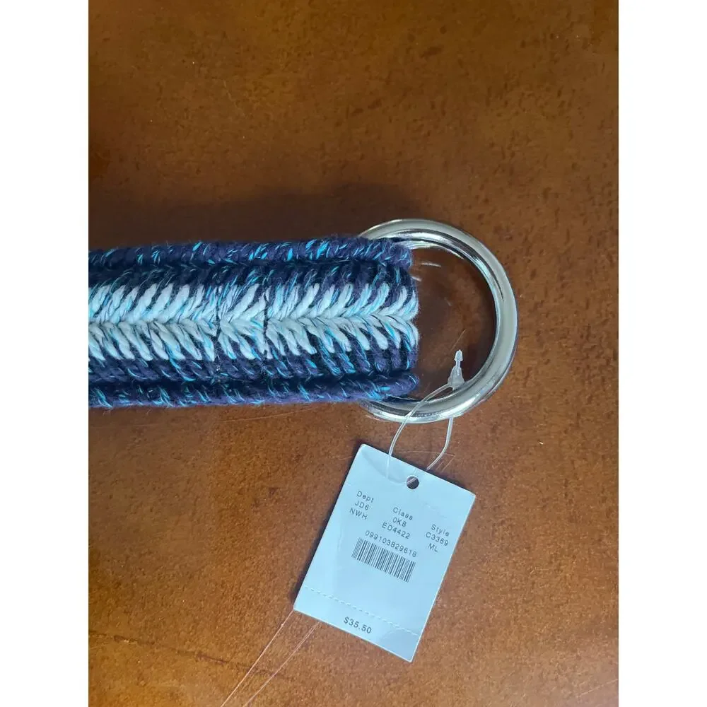 J.‎ Crew Women's Cotton Double Ring Adjustable Belt Blue/White Size M/L New